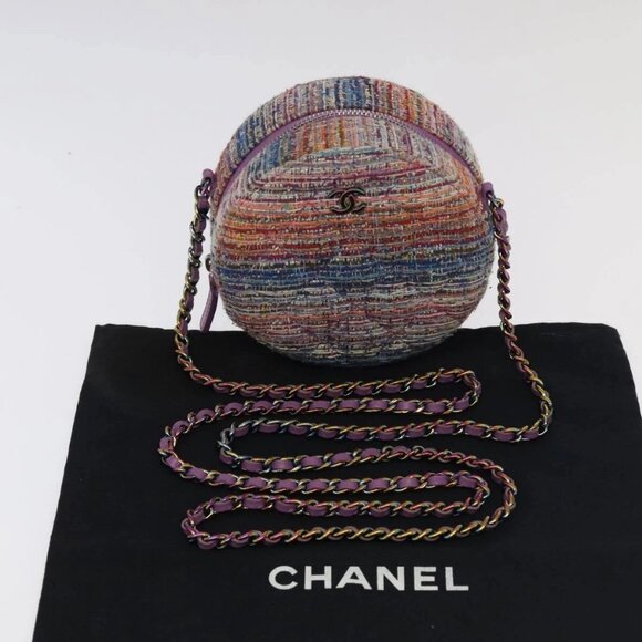 CHANEL Chain Shoulder Bag Tweed Rainbow CC Auth - Picture 2 of 15